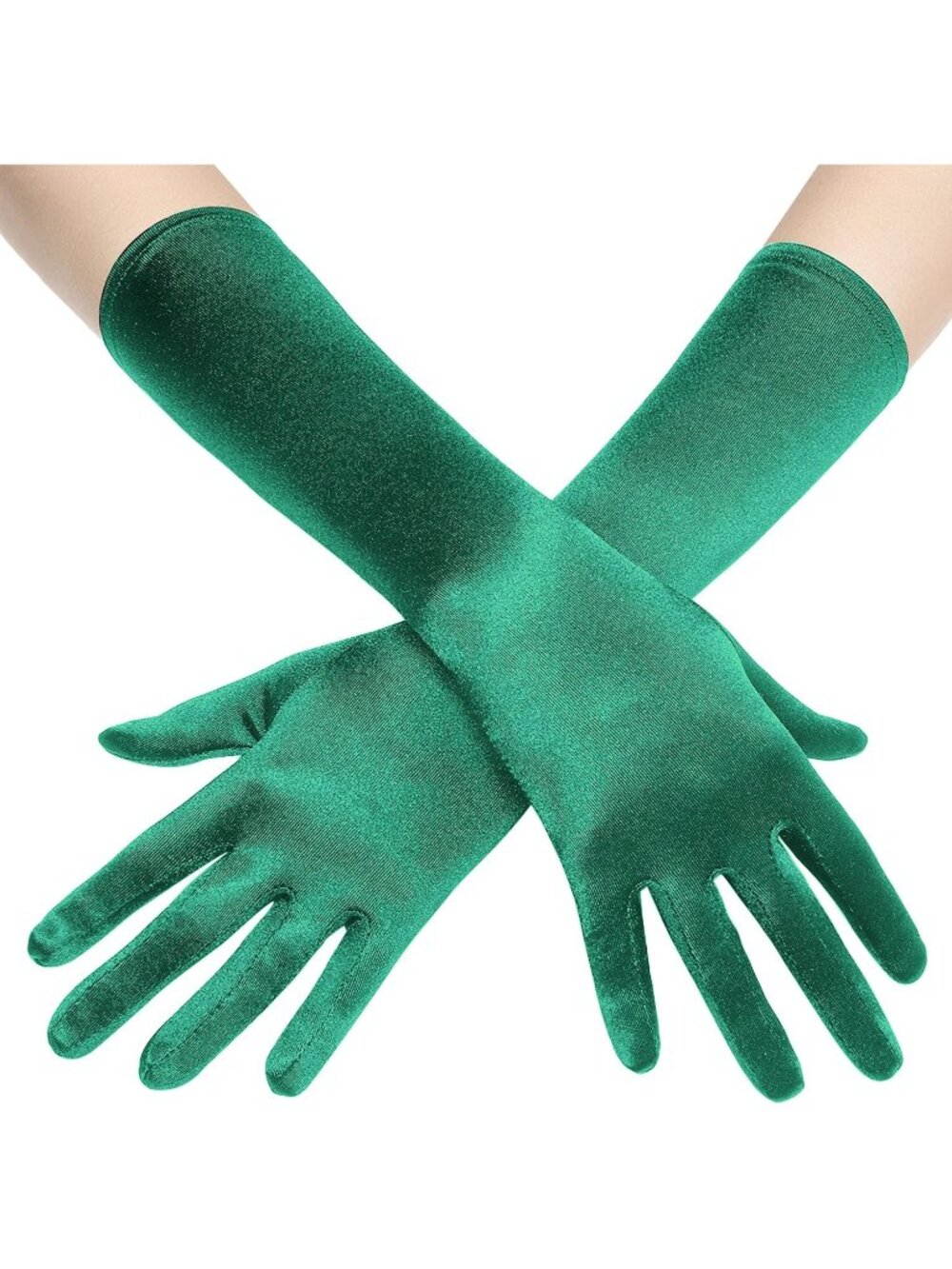 Women Green Long 1920s Flapper Party Wedding Bridal Satin Opera Gloves